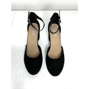 Pop Womens Gal Block Heel Pumps Sz 9.5 Black Holiday Party Formal Round Toe